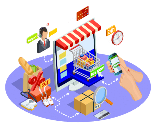ecommerce and online shopping with support